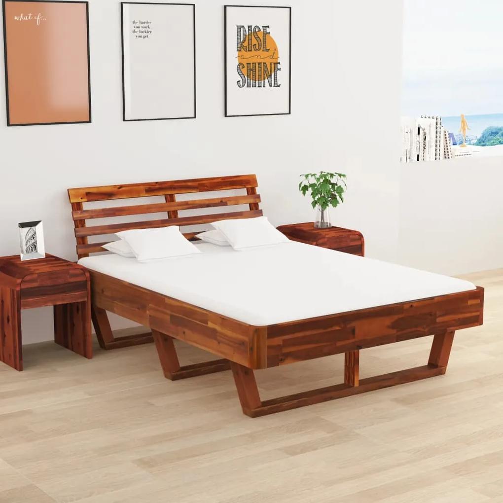 vidaXL Rám postele s 2 nočnými stolíkmi akáciový masív 140x200 cm