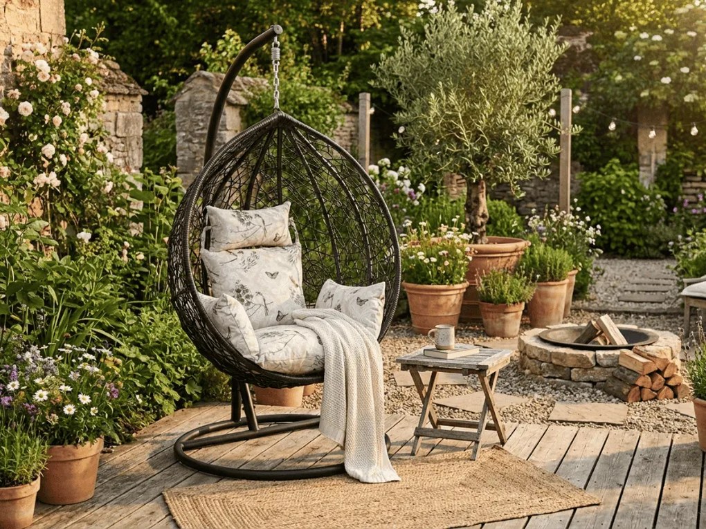 Vankúš do závesného kresla KOKON, béžový so vzorom