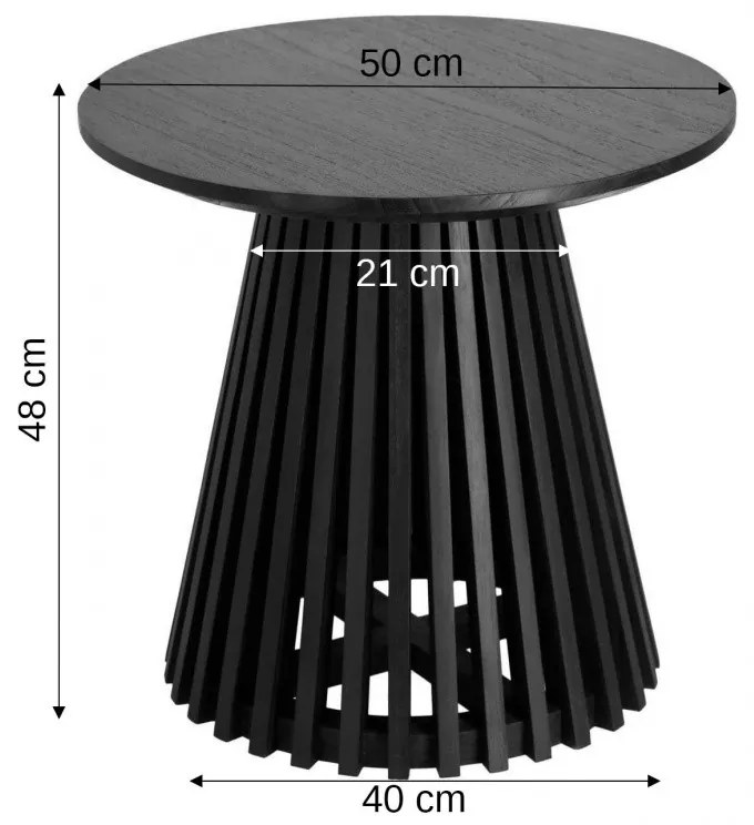 Konferenčný stolík Burgo 50 cm okrúhly teakové drevo čierny