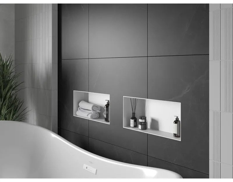 Mexen X-Wall-NR, polička na zapustenie pod obklad bez goliera 45 x 20 cm, biela, 1921452010