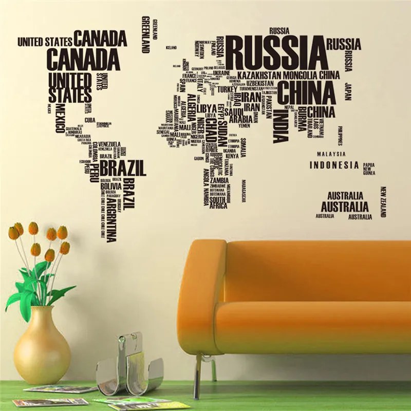 Veselá Stena Samolepka na stenu na stenu Mapa sveta Veľkosť: 190 X 116 cm