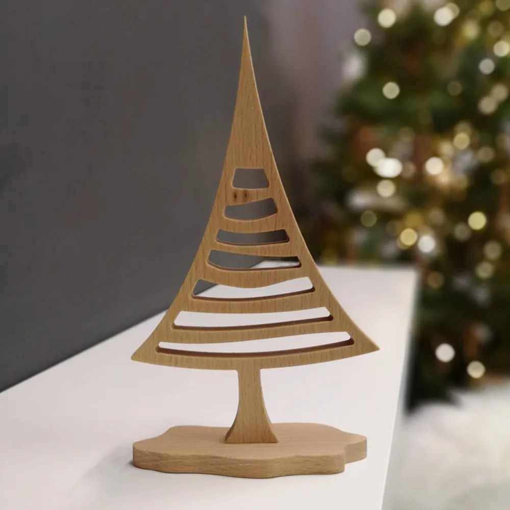 AMADEA Drevený 3D strom ihličnan, masívne drevo, výška 22 cm