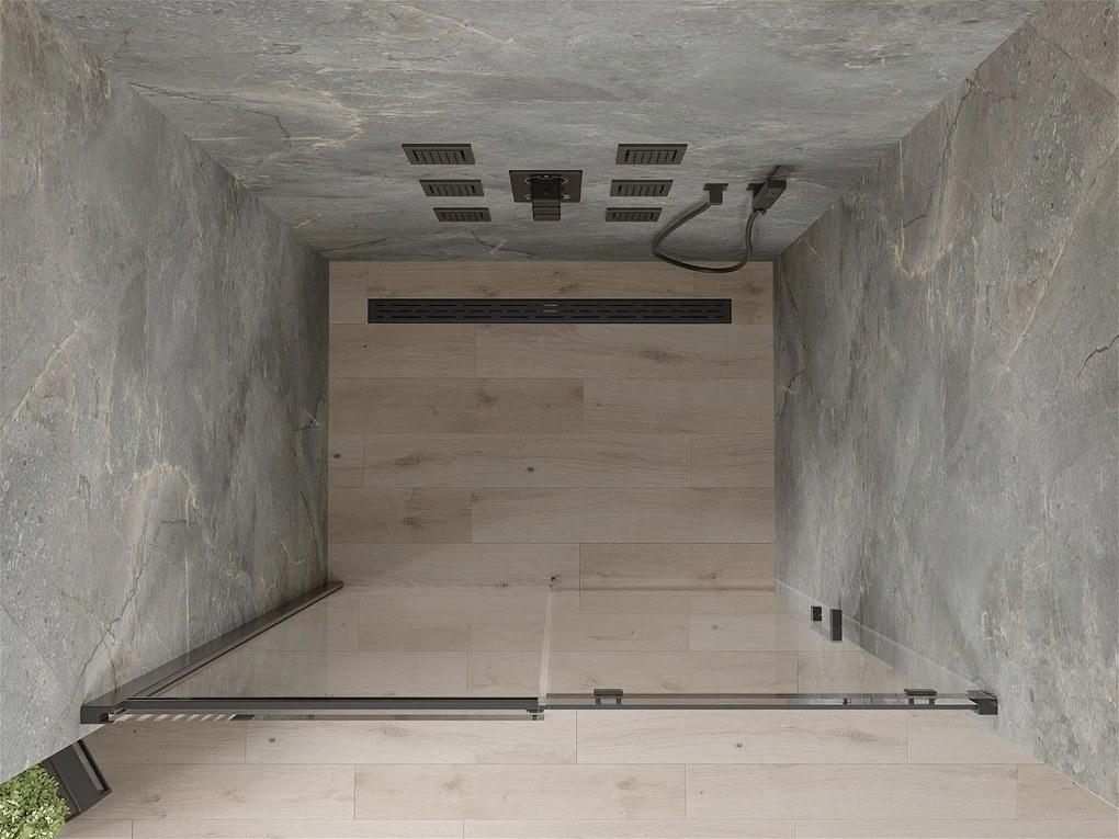 Mexen OMEGA posuvné sprchové dvere do otvoru 150 cm, čierna-transparentná, 825-150-000-70-00