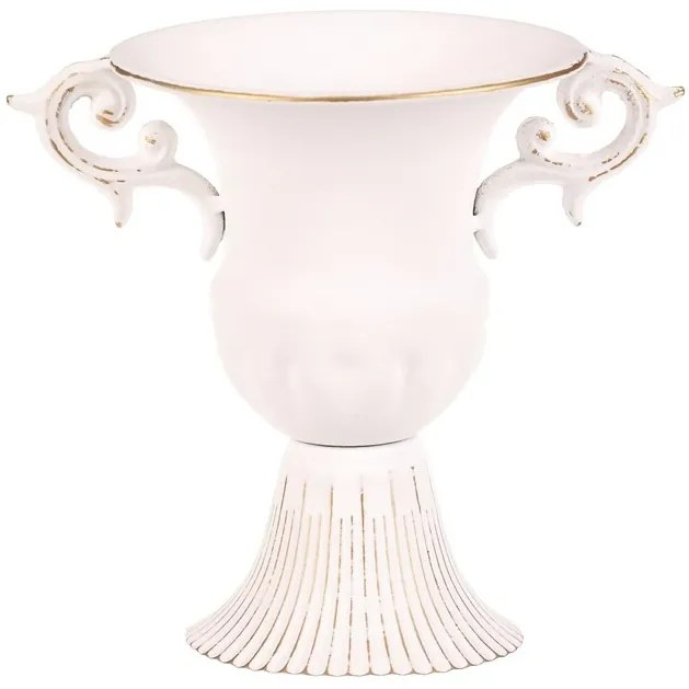 Aranžovací kovový pohár s úchytmi, biela, 17 x 13 x 17 cm
