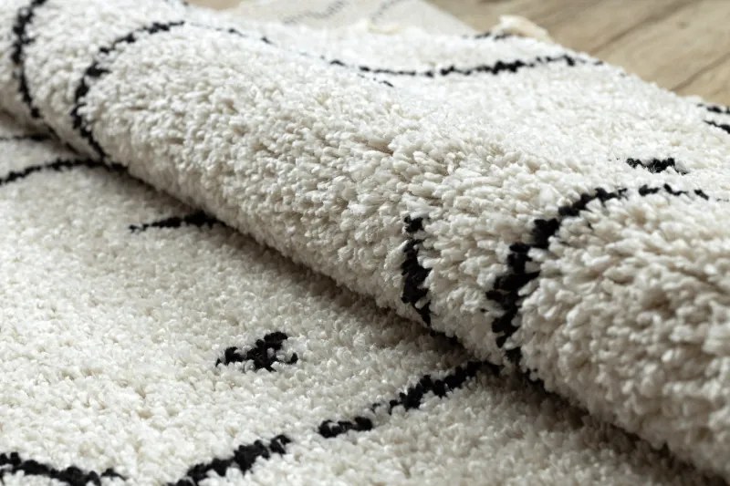 Dywany Łuszczów, Kusový koberec Berber Tetuan B751 cream kruh, 160x160 (priemer) kruh, biela, obývacia izba