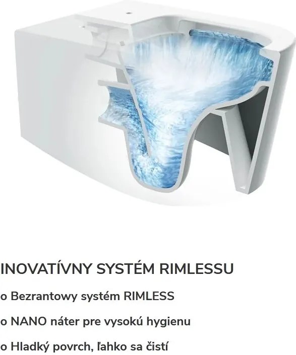 Mexen LENA Rimless, závesná WC misa so sedátkom pomaly-padajúcim SLIM, 48 x 36 cm, biela, 30224000