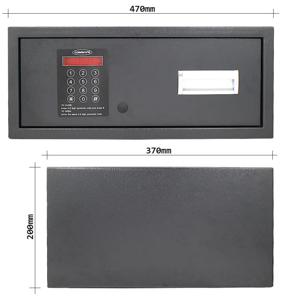 Nábytkový šuplíkový trezor, MOTION 1, elektronický zámok, 200 x 470 x 370 mm