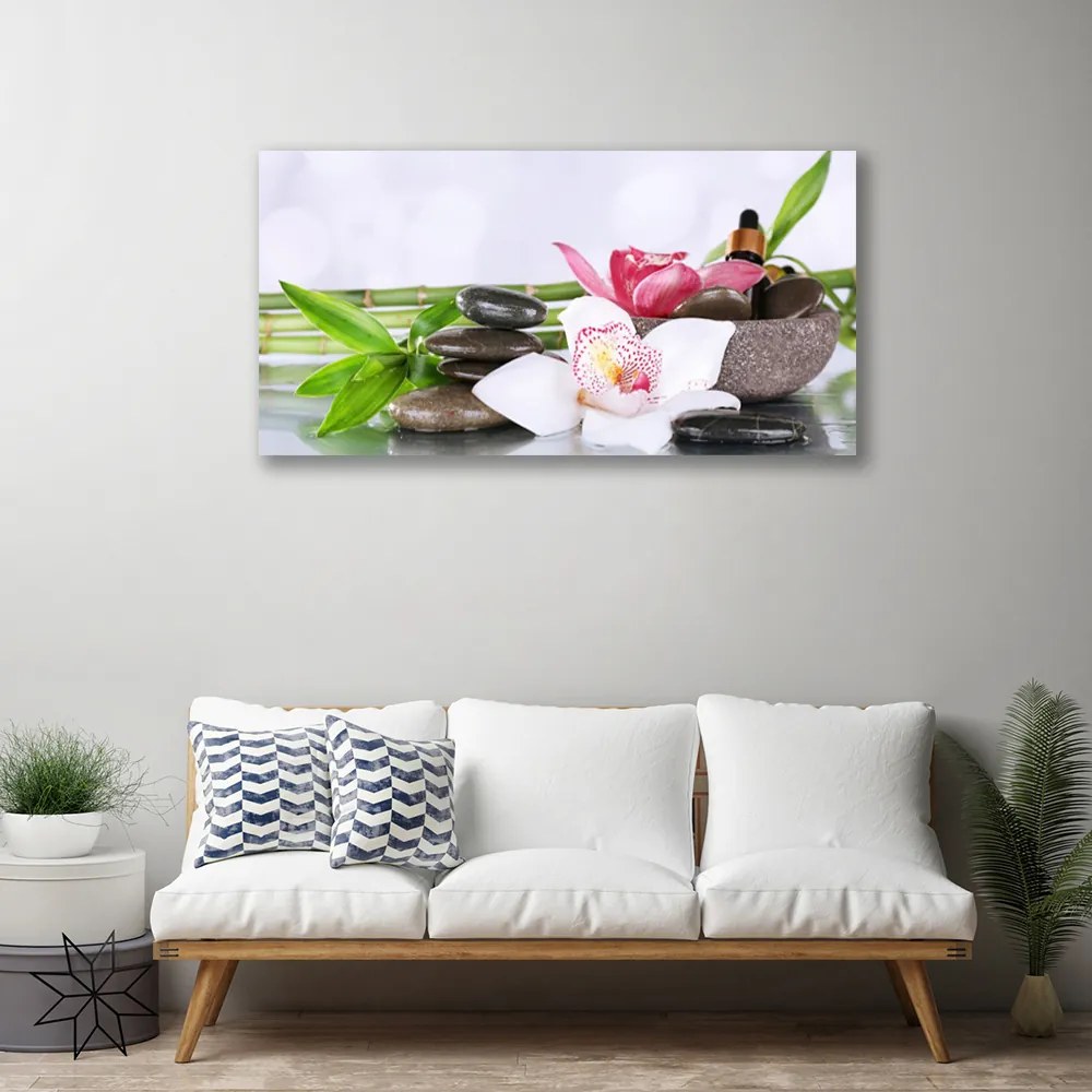 Obraz Canvas Orchidea kamene bambus 120x60 cm