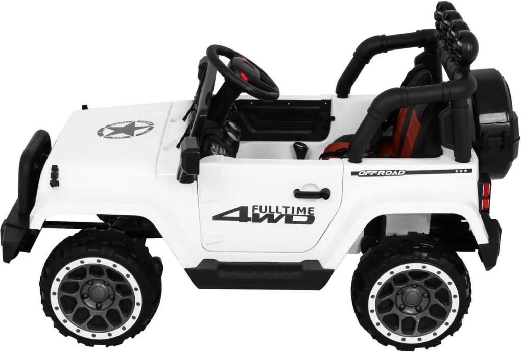 Ramiz Detské terénne auto Full Time 4WD Biele + 4x4 + Diaľkové ovládanie + LED audio + Úložný priestor