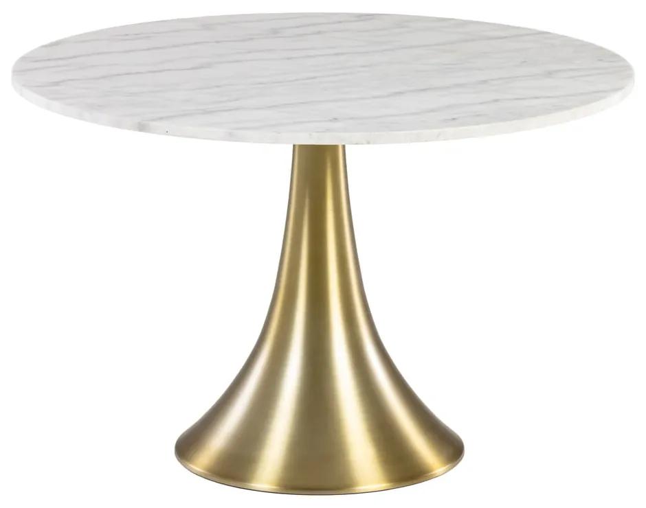 Biely guľatý jedálenský stôl v mramorovom dekore La Forma, ø 120 cm | BIANO