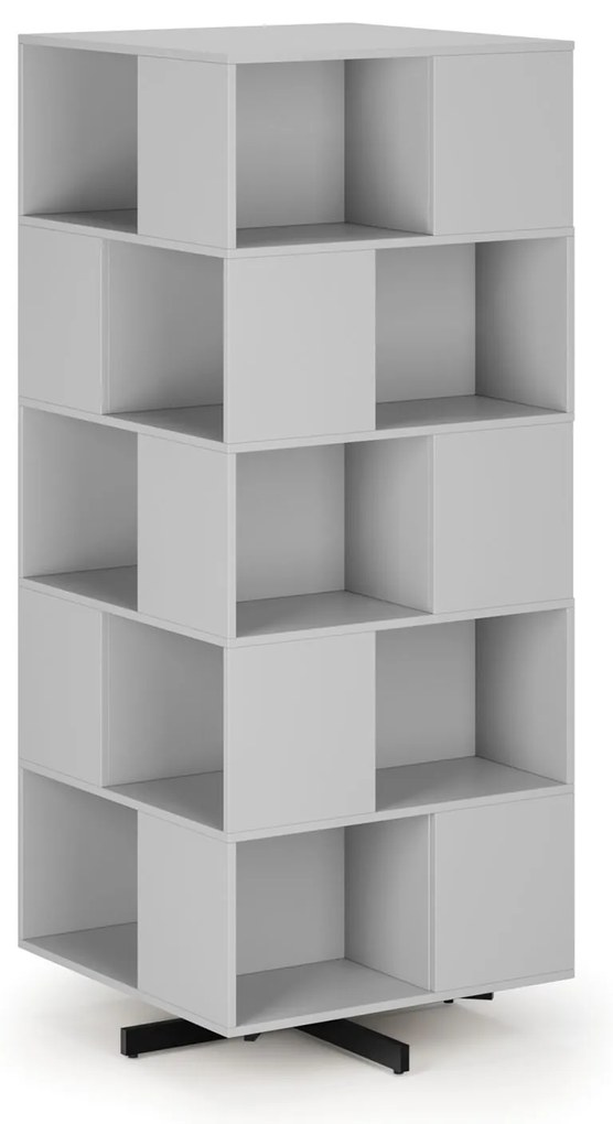 Otočný regál, 800×800×1932 mm, 4x 5 oddielov, sivá
