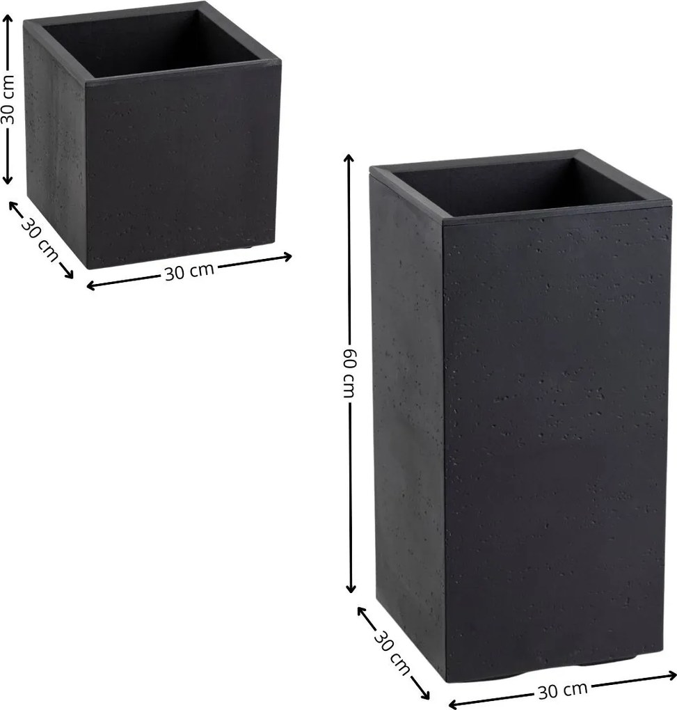 Sada 2 ks květináčů BETONIQUE 30x30/30x60 cm - výber z 2 prevedení