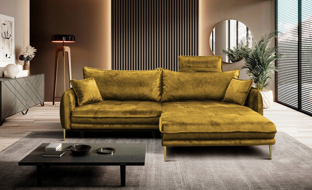 XXXLutz ROHOVÁ SEDAČKA, textil, horčicovožltá MID.YOU - Sedačky - 001574006205