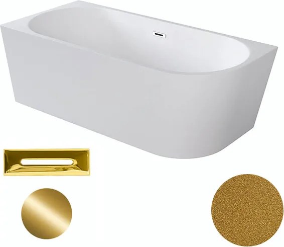 Besco Akrylátová voľne stojaca rohová vaňa Zoya Glam Z 150x75 (170x80) biela/zlatá BESCO-Typ výpuste: Click-Clack s prepadom, grafit, BESCO-Rozmery: …
