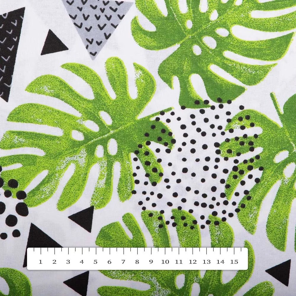 Biante Bavlnené posteľné obliečky Sandra SA-175 Zelené listy Monstera Predĺžené 140x220 a 70x90 cm
