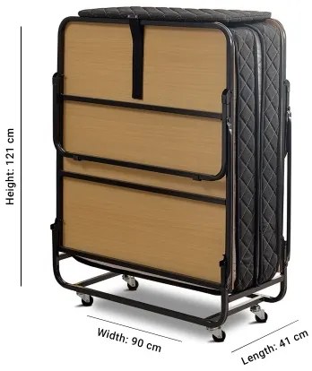 Skladacia kovová jednolôžková posteľ s matracom HERON 90x204 cm biela