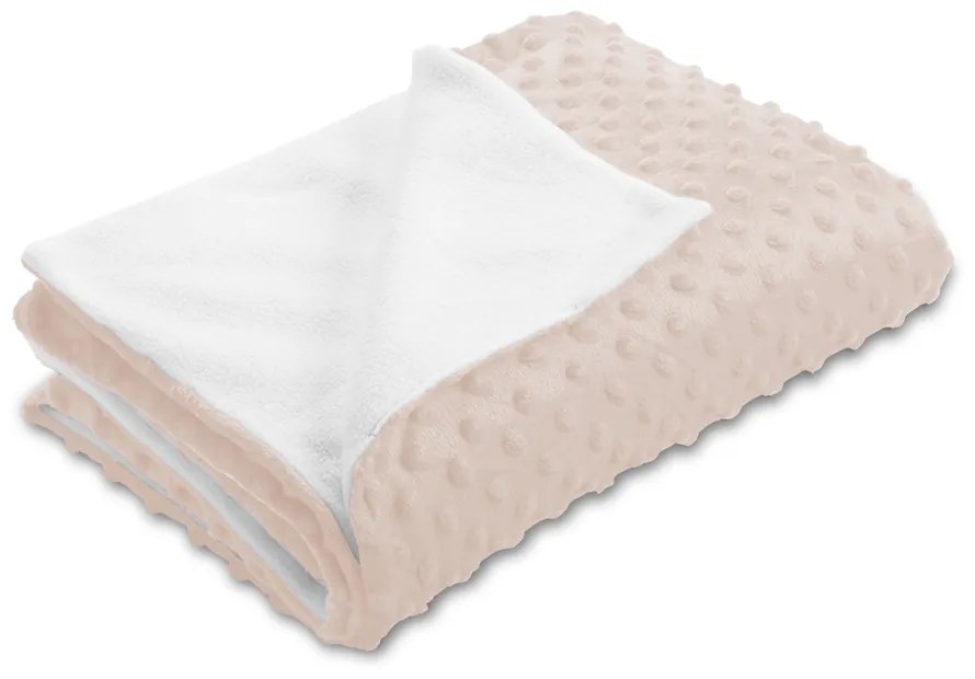Biante Detská obojstranná deka Minky bodky/Polar MKP-010 Púdrovo béžová 75x100 cm
