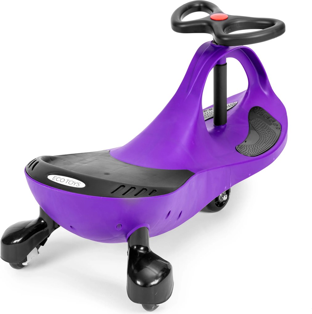 Gravitačné jazdítko ECOTOYS 360° volant s LED kolieskami, gumové kolesá, 3+ fialové