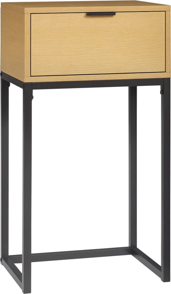HOMCOM Moderný bočný stolík so zásuvkou a oceľovými nohami do predsiene, obývacej izby a spálne 40x30x76 cm Prírodný | Aosom
