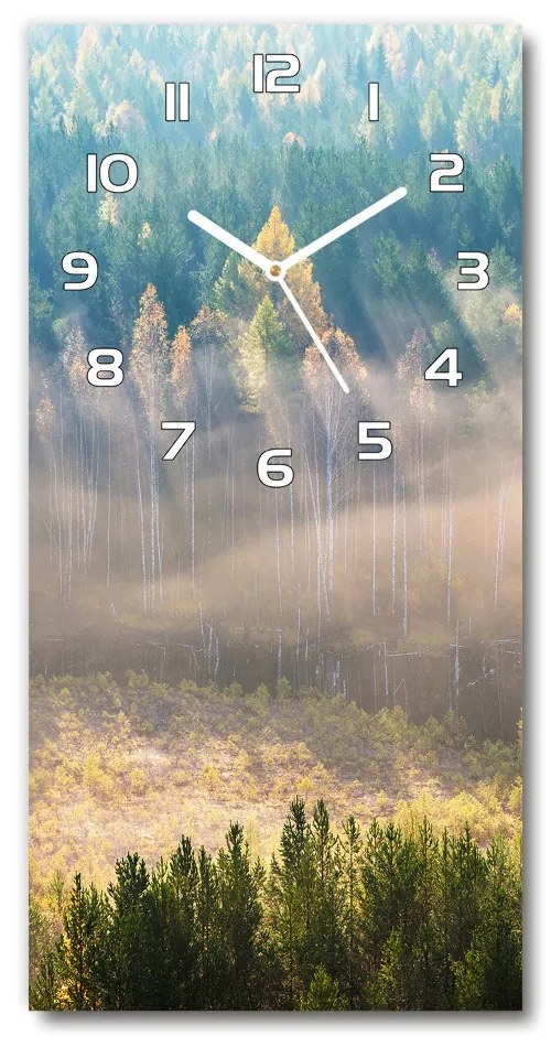 Nástenné sklenené hodiny Hmla nad lesom pl_zsp_30x60_f_104886541