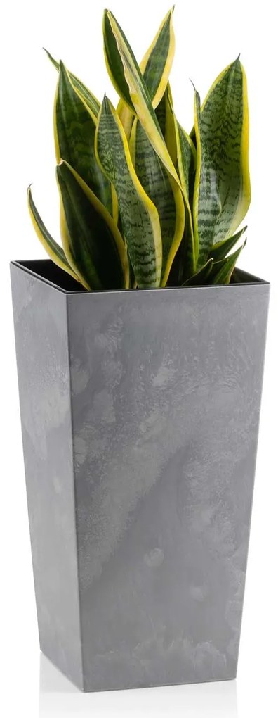 PLASTOVÝ KVETINÁČ PORTO 46X25X25 CM IMITÁCIA BETÓNU SIVÁ