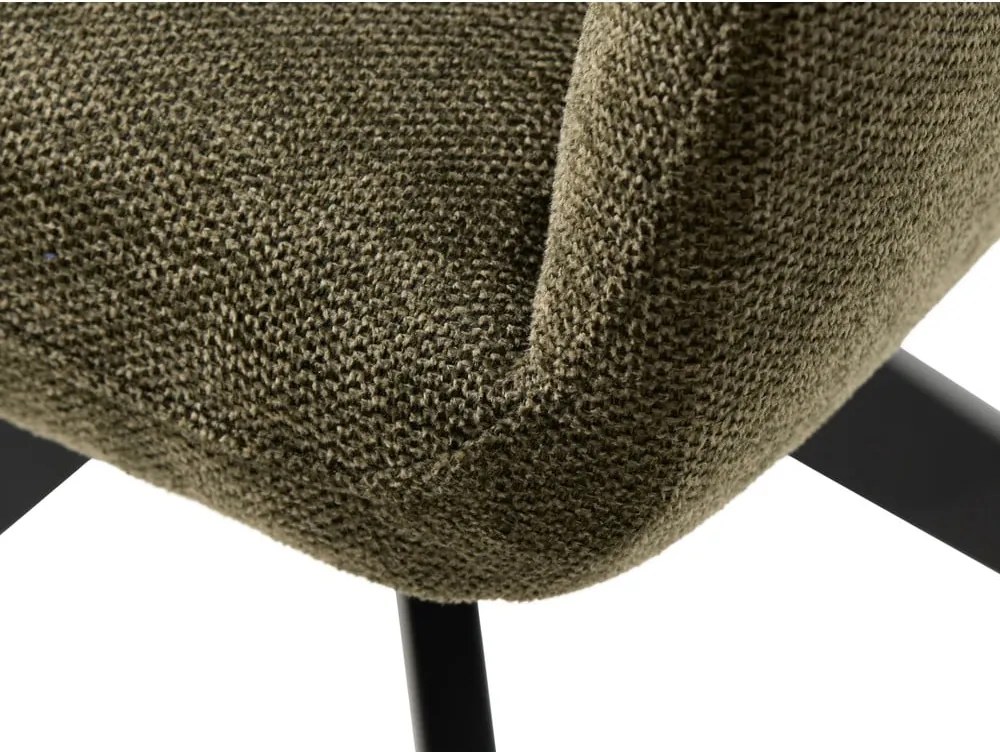 Zelené čalúnené jedálenské kreslo s podrúčkami Roxana – Unique Furniture