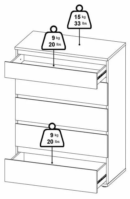 Vysoká komoda v dekore duba v prírodnej farbe 77x107 cm Nova – Tvilum