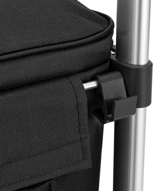 Nákupný vozík 3 v 1 na schody - objem 56 l, čierny