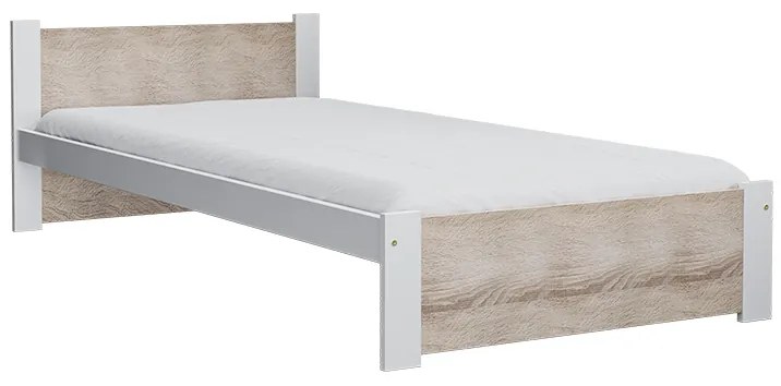 Posteľ IKAROS 90 x 200 cm, biela/dub sonoma Rošt: S latkovým roštom, Matrac: Matrac Somnia 18 cm