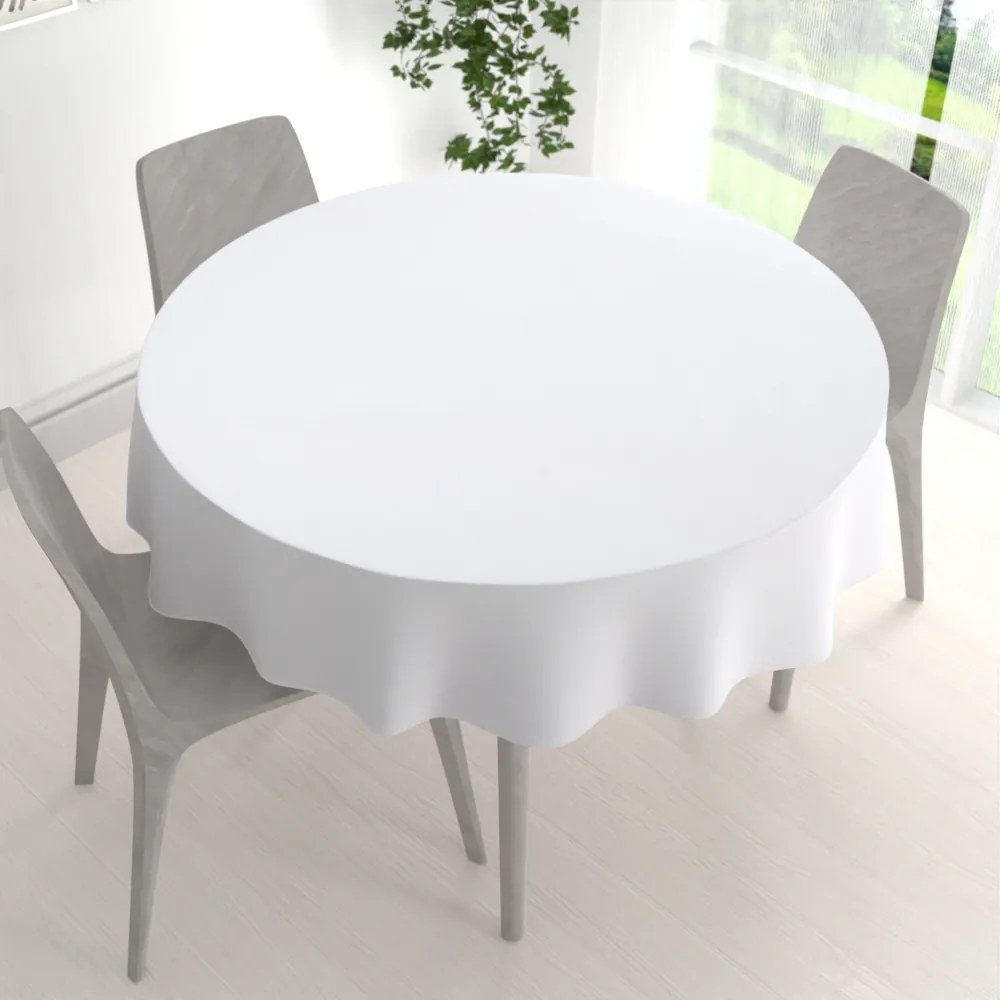Biante Teflónový okrúhly obrus TF-068 Biely bez vzoru Ø 120 cm