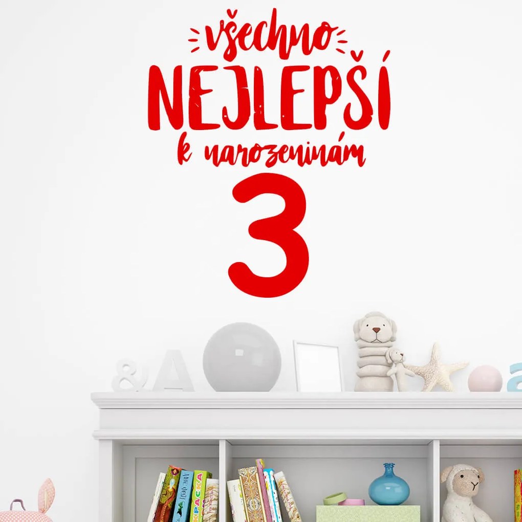 Veselá Stena Samolepka Všetko najlepšie Farba: žlutá, Veľkosť: 80 x 67 cm