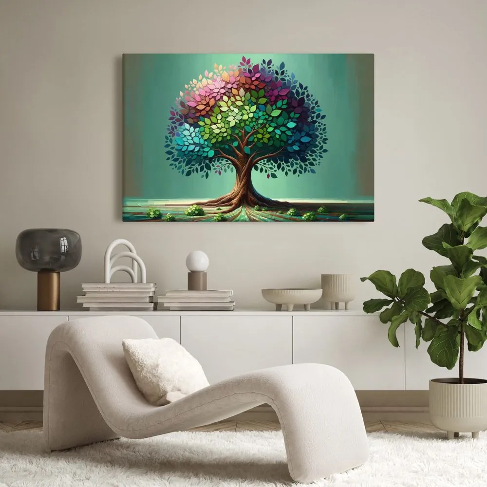 Obraz strom života dúha na vetvách