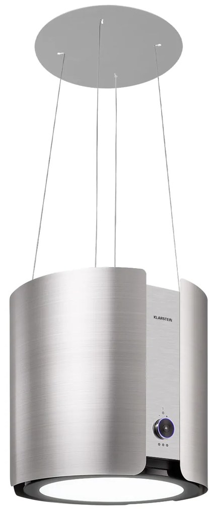 Klarstein Skyfall, digestor, 45 cm, ostrovčekový, 402 m³/h, LED, nehrdzavejúca oceľ, strieborný