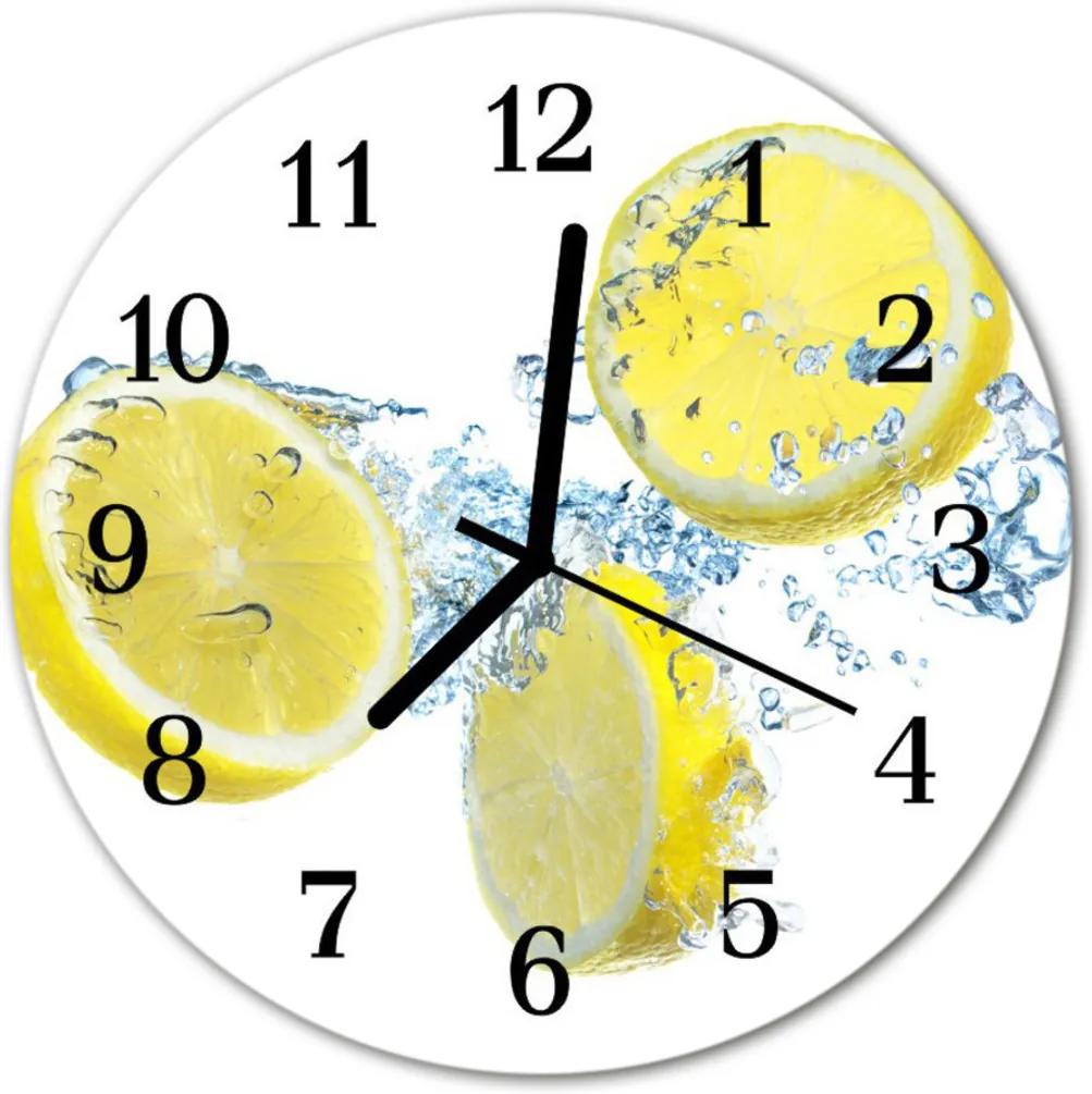 Sklenené hodiny okrúhle  citróny