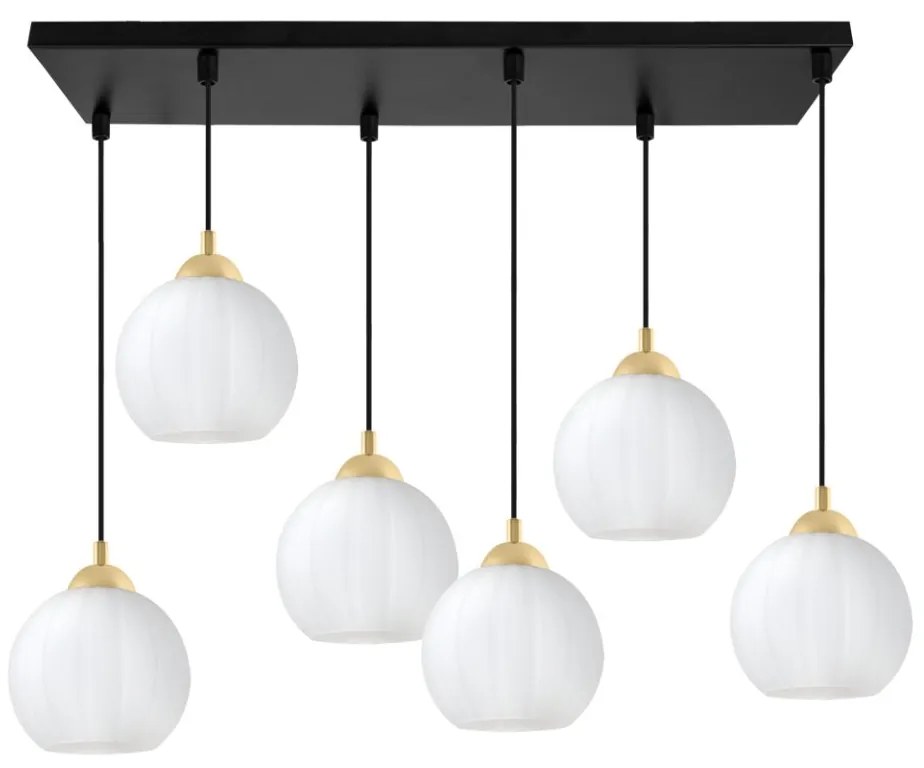 Závesné svietidlo Costa, 6x biele sklenené tienidlo, b/g