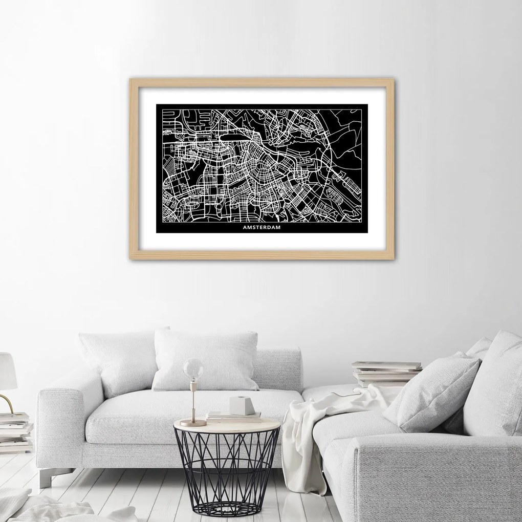 Gario Plagát Plán mesta Amsterdam Farba rámu: Bez rámu, Rozmery: 45 x 30 cm