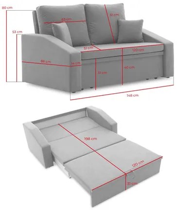 Rozkladacia pohovka HEWLET PLUS Sivá