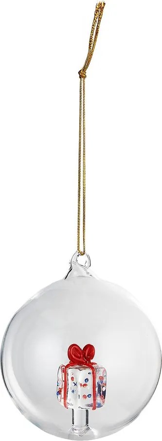 HANG ON Sklenená guľa darček 9 cm - číra