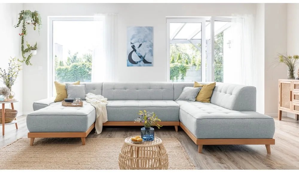 Svetlosivá rozkladacia pohovka do "U" Miuform Dazzling Daisy, pravý roh