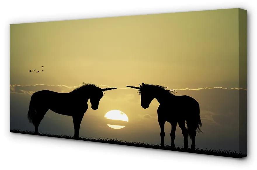 Obraz na plátne Poľné sunset jednorožce 125x50 cm