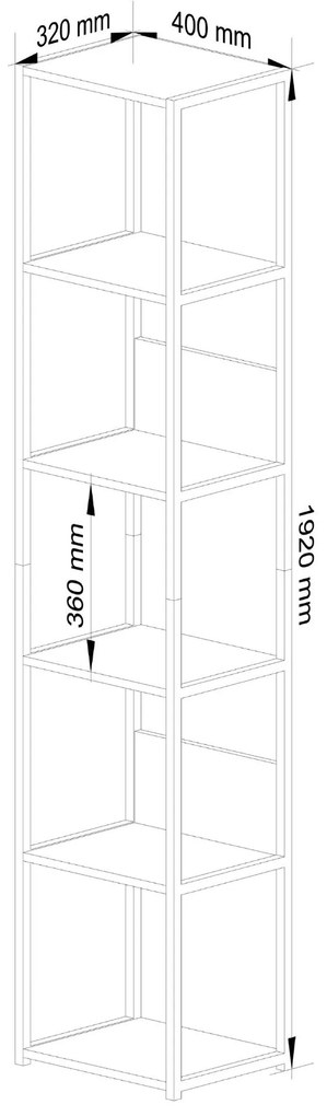 Regál Izumi (čierna + dub artisan). Akcia -12%. Vlastná spoľahlivá doprava až k Vám domov. 1071301