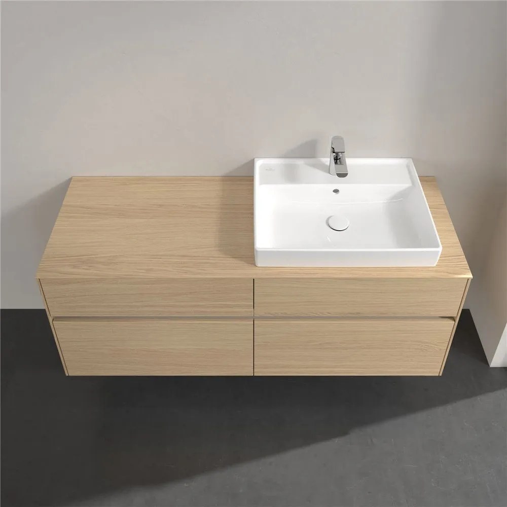 VILLEROY &amp; BOCH Collaro závesná skrinka pod umývadlo na dosku (umývadlo vpravo), 4 zásuvky, s LED osvetlením, 1400 x 500 x 548 mm, Nordic Oak, C086B0VJ