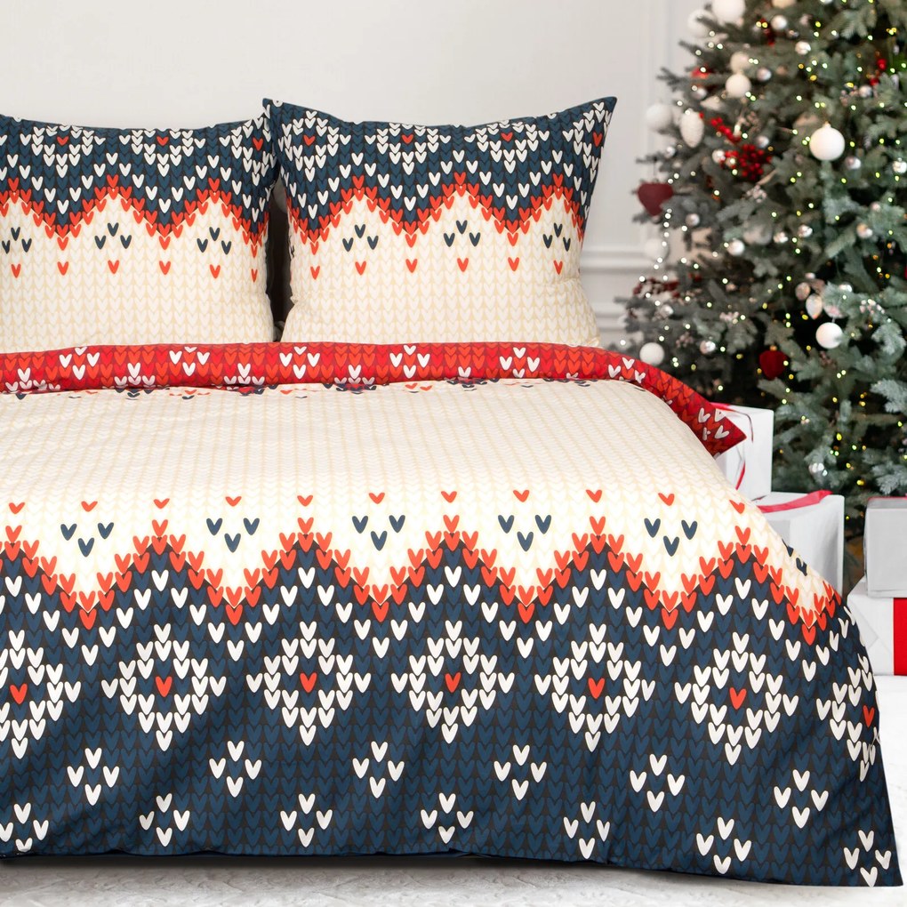 VIANOČNÉ RENFORCÉ OBLIEČKY NORDIC 160X200 CM, 2KS 70X80 CM VZOROVANÉ