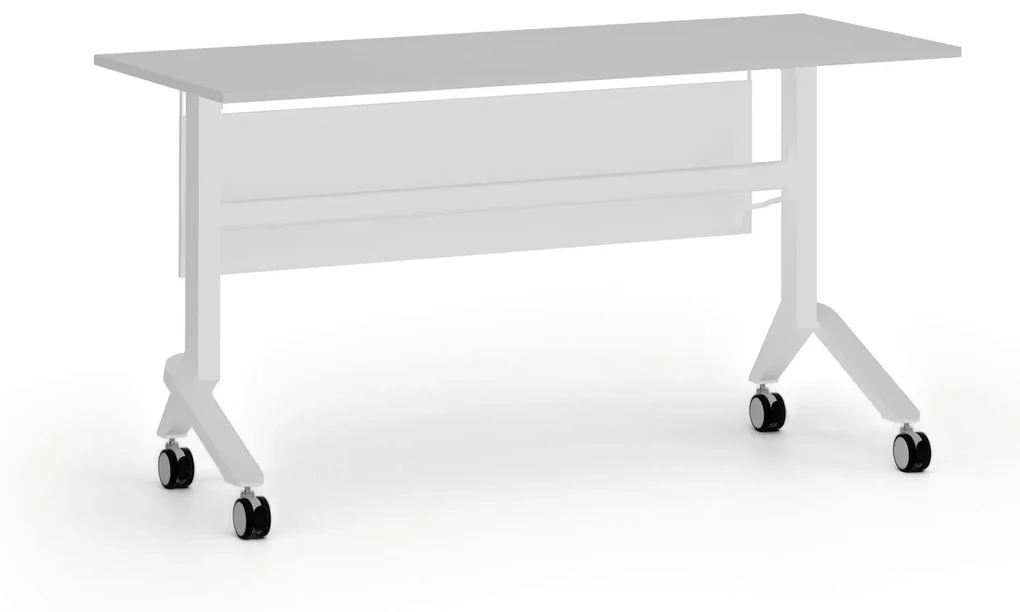 Mobilný stôl PRIMO MOVE, 1400 x 600 mm, biela podnož, sivá