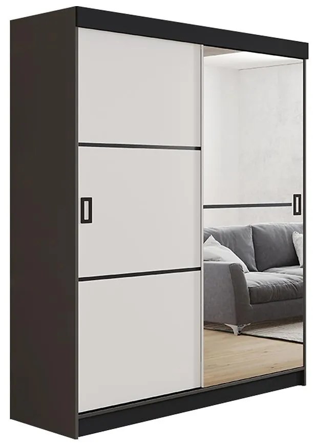 Skriňa Retro 138 2L grafit/ Dvierka biely