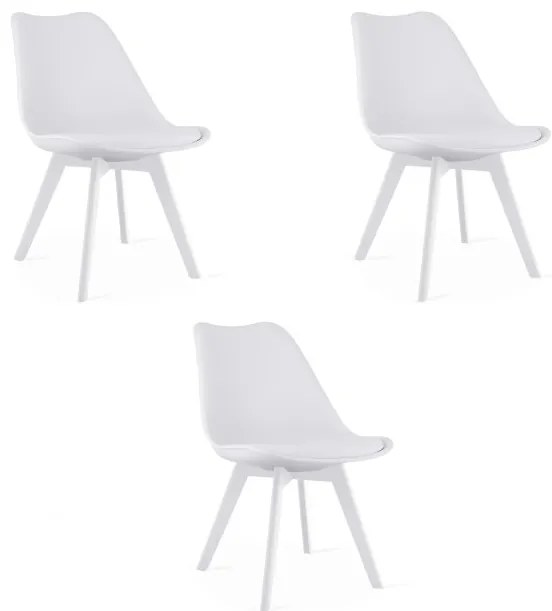 Set troch jedálenských stoličiek MARK biely (3 ks)