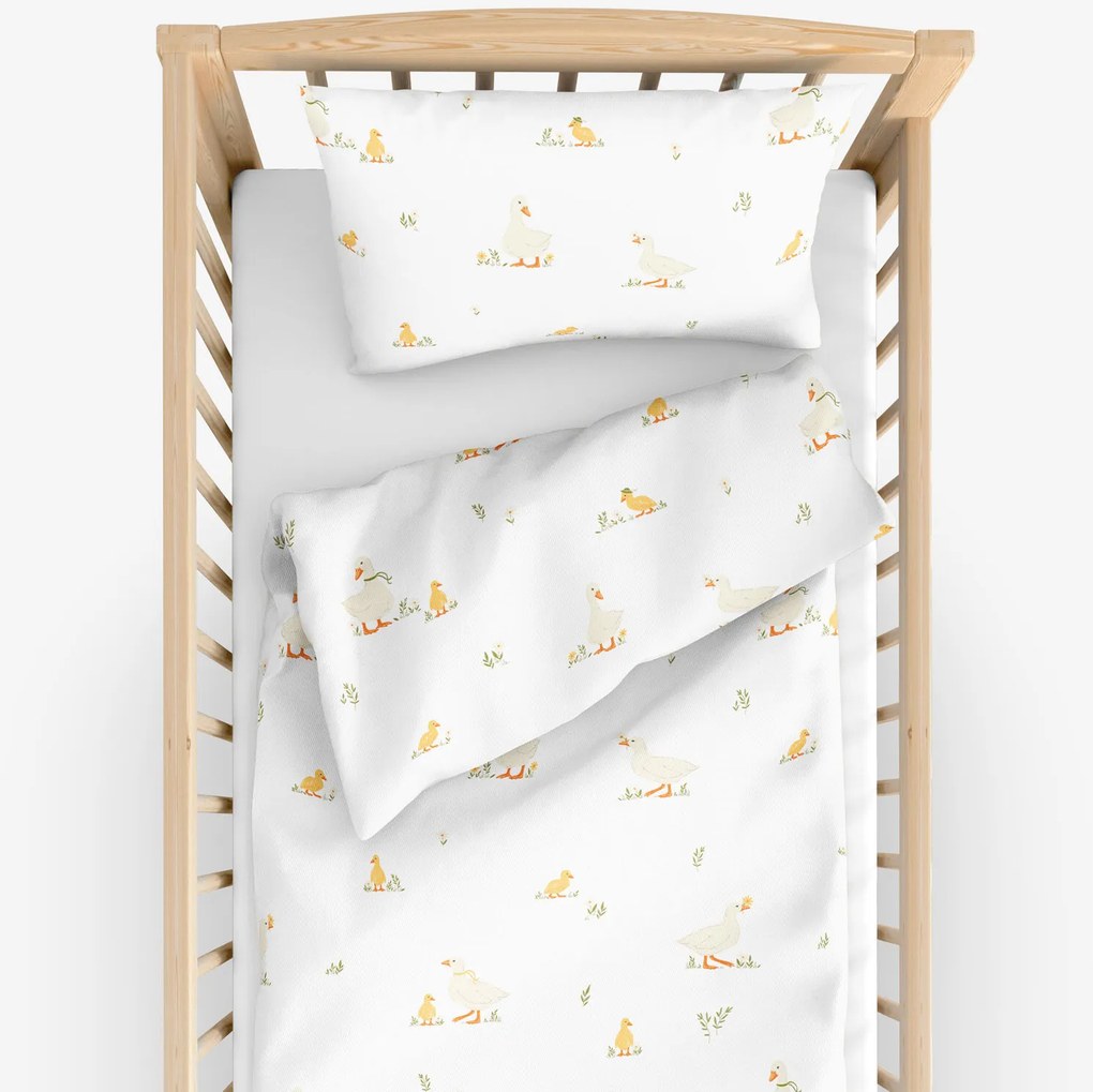 Goldea veľkonočné detské bavlnené obliečky do postieľky - kačice 100 x 135 a 40 x 60 cm