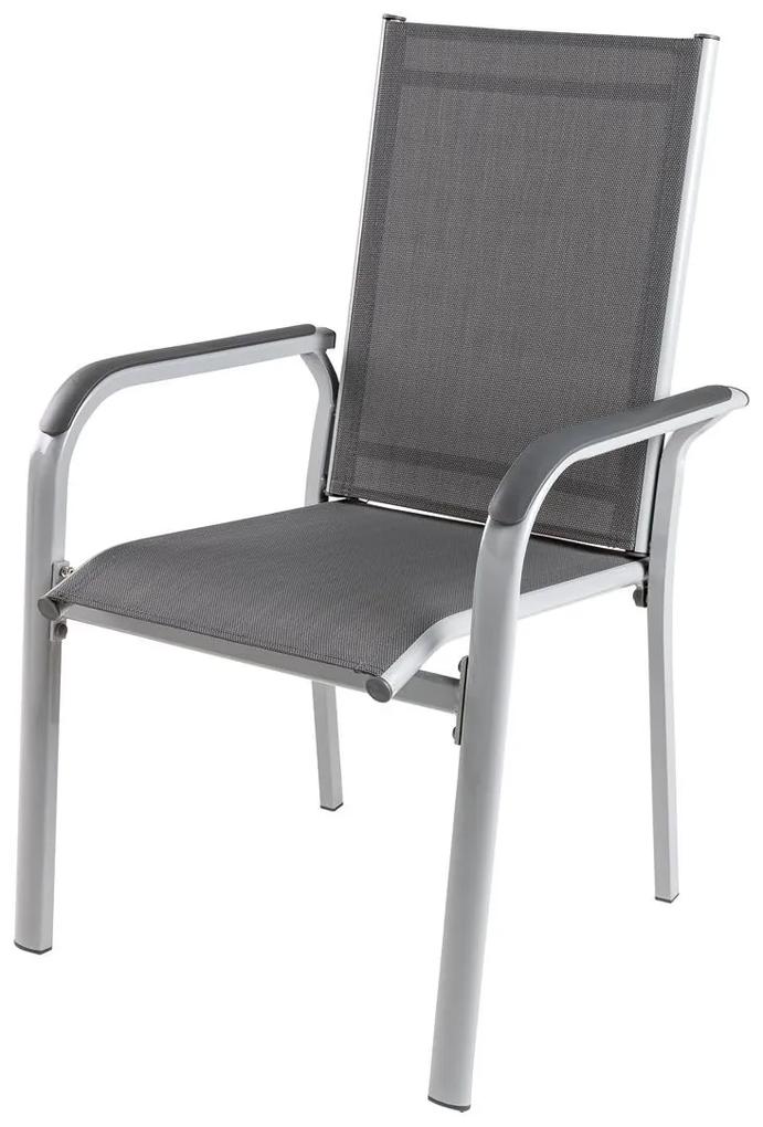 FLORABEST® Stohovateľná hliníková stolička ALU, strieborná / šedá (100320350)