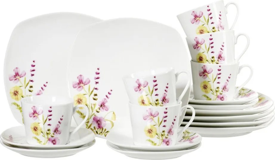 Kávový servis (18 dielov) Malve, motív letné kvety
