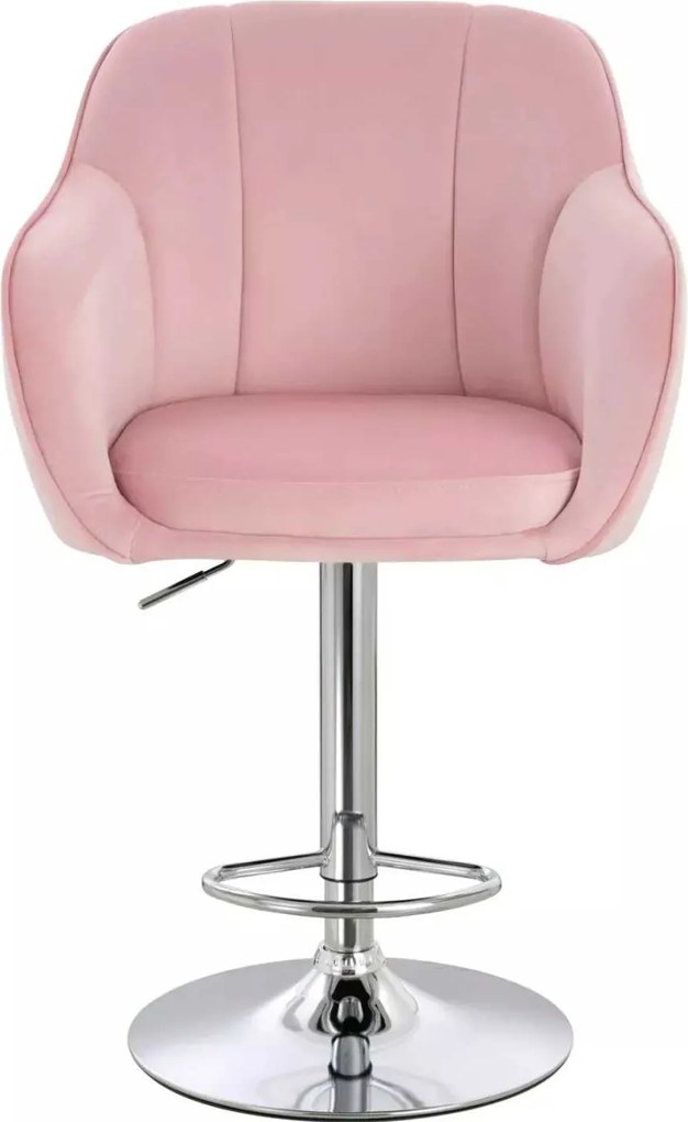 LuxuryForm DESIGN Barová stolička AVOLA VELUR na striebornom tanieri - svetlo ružová